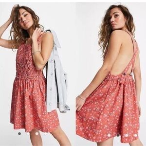NWT $128 Free People  Petunia Mini Fit-&-Flare Dress Poppy Combo Size Medium